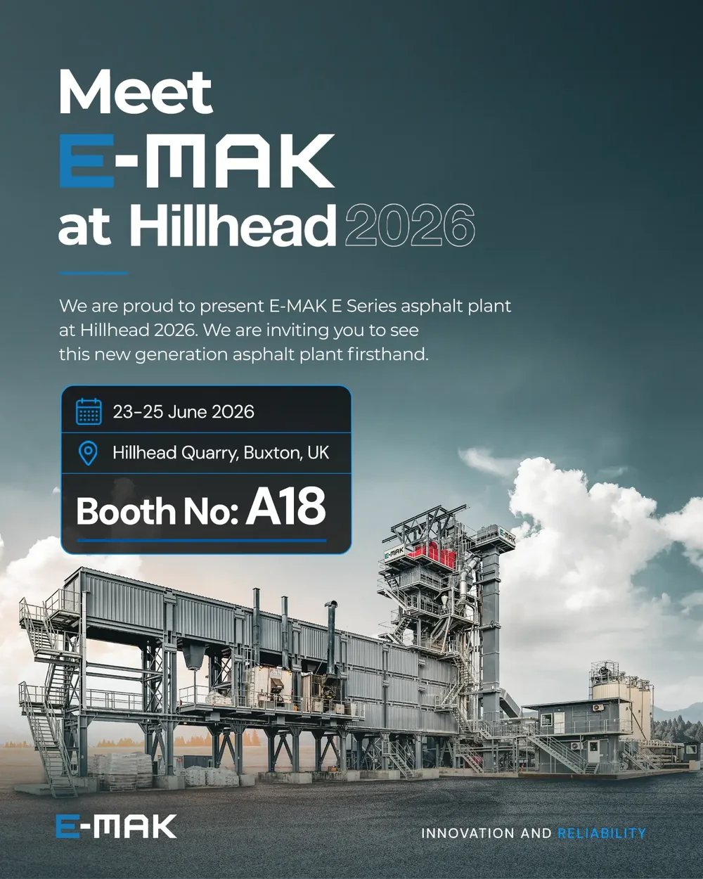 E-MAK Hillhead 2026 fuar duyuru tasarımı
