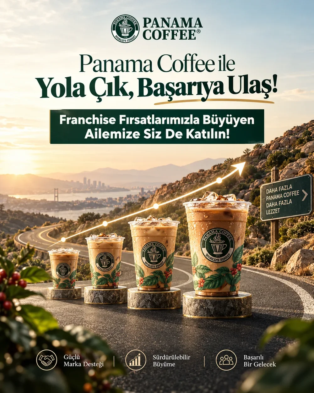 Panama Coffee franchise büyüme kampanyası için yeniden hazırlanan sosyal medya görseli