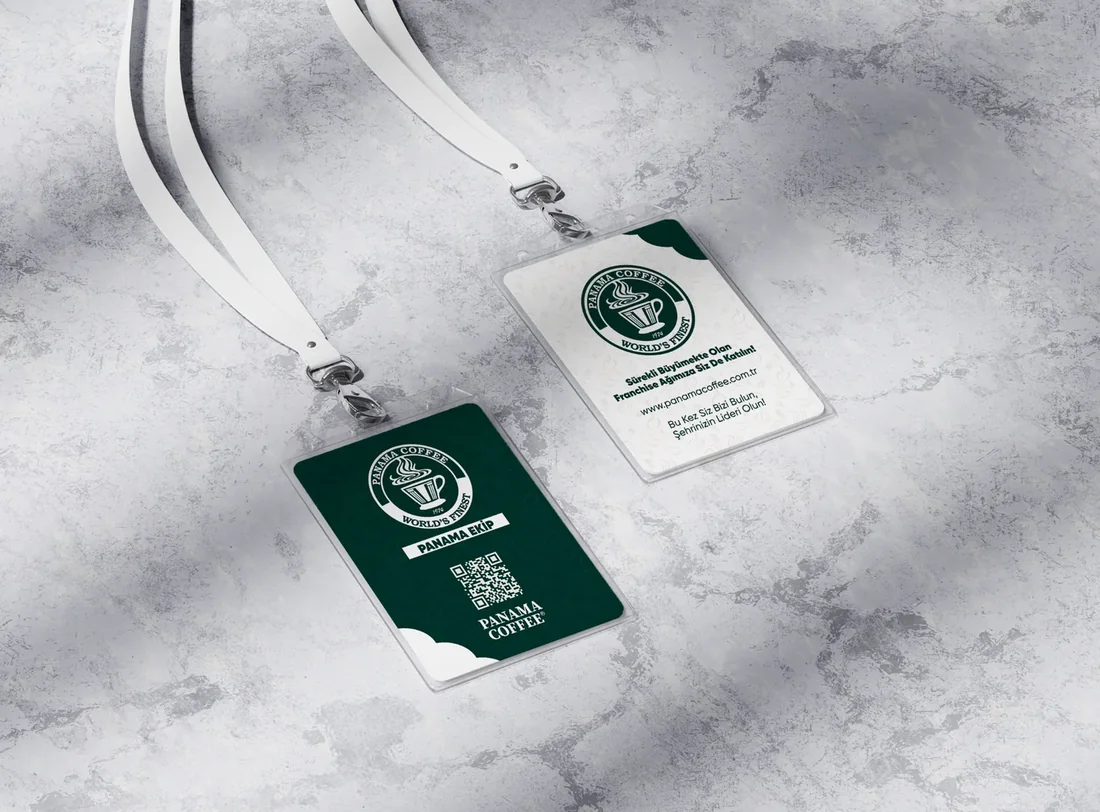 Panama Coffee yaka kartı ve personel kimlikleri